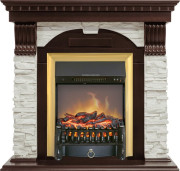 Каминокомплект Dublin - Темный дуб / Сланец белый с очагом Fobos FX M Brass Каминокомплект Dublin - Темный дуб / Сланец белый с очагом Fobos FX M Brass