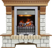 Каминокомплект Pierre Luxe - Дуб / Белый (Высота 1020мм) с очагом Danville Chrome FB2