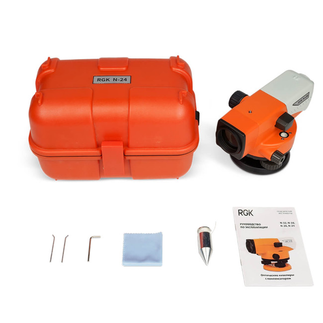 Комплект оптический нивелир RGK N-24 с поверкой + штатив S6-N + рейка AMO S5 в Красноярске Комплект оптический нивелир RGK N-24 с поверкой + штатив S6-N + рейка AMO S5 в Красноярске