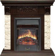 Каминокомплект Luxemburg (каменный) - Сланец/Темный дуб с очагом Majestic FX Black Каминокомплект Luxemburg (каменный) - Сланец/Темный дуб с очагом Majestic FX Black