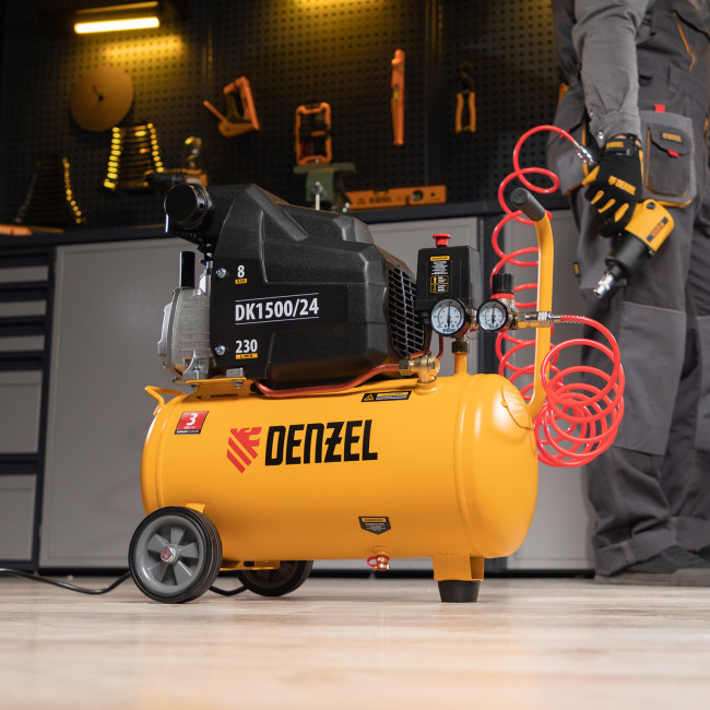 Компрессор воздушный DK1500/24, Х-PRO 1.5 кВт, 230 л/мин, 24 л Denzel в Красноярске