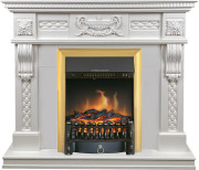 Каминокомплект Corsica - Матовый белый (Ширина 1100) с очагом Fobos FX Brass Каминокомплект Corsica - Матовый белый (Ширина 1100) с очагом Fobos FX Brass