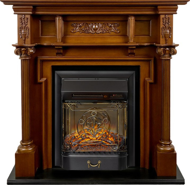 Каминокомплект Oxford - Орех с очагом Majestic FX M Black RC в Красноярске