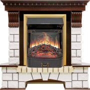Каминокомплект Pierre Luxe - Темный дуб / Белый с очагом Majestic FX Brass Каминокомплект Pierre Luxe - Темный дуб / Белый с очагом Majestic FX Brass