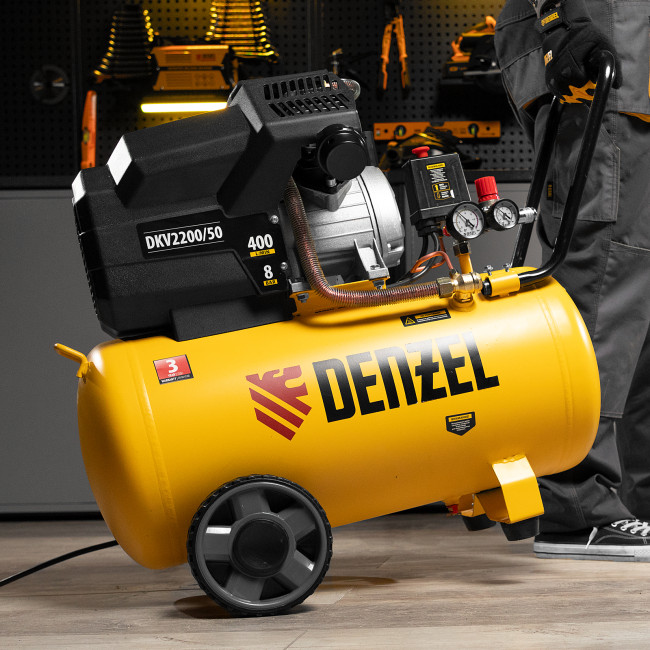 Компрессор воздушный DKV2200/50, Х-PRO 2.2 кВт, 400 л/мин, 50 л Denzel в Красноярске