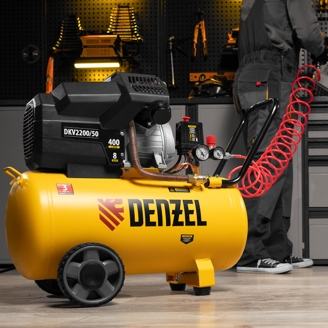 Компрессор воздушный DKV2200/50, Х-PRO 2.2 кВт, 400 л/мин, 50 л Denzel в Красноярске