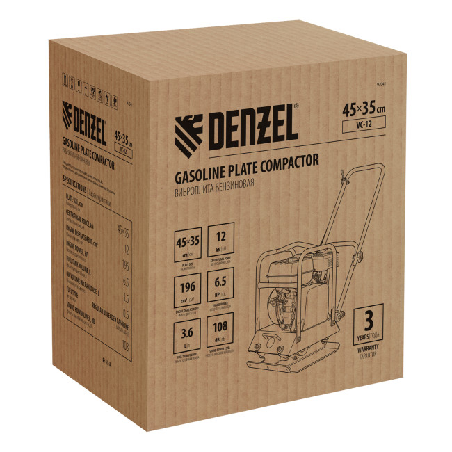 Виброплита бензиновая VC-12, 12 кН, 45*35 см, 196 см3 Denzel в Красноярске Виброплита бензиновая VC-12, 12 кН, 45*35 см, 196 см3 Denzel в Красноярске
