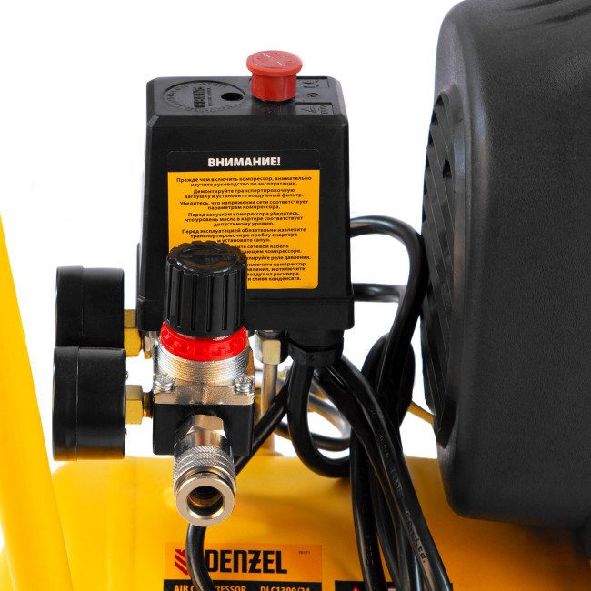 Компрессор воздушный DLC1300/24 безмасляный 1.3 кВт, 24 литра, 206 л/мин Denzel в Красноярске