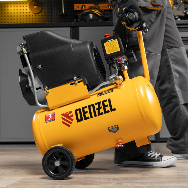 Компрессор воздушный DLC1300/24 безмасляный 1.3 кВт, 24 литра, 206 л/мин Denzel в Красноярске