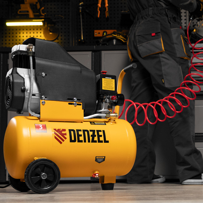 Компрессор воздушный DLC1300/24 безмасляный 1.3 кВт, 24 литра, 206 л/мин Denzel в Красноярске