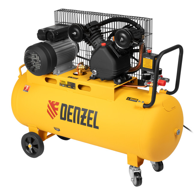 Компрессор воздушный BCV2200/100, ременный привод, 2.2 кВт, 100 литров, 370 л/мин Denzel в Красноярске