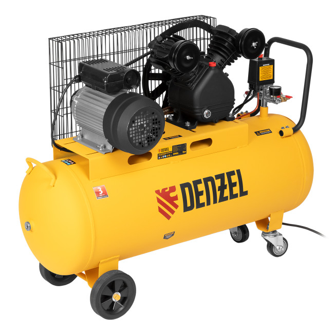 Компрессор воздушный BCV2200/100, ременный привод, 2.2 кВт, 100 литров, 370 л/мин Denzel в Красноярске