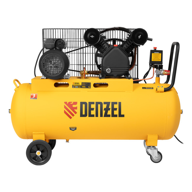 Компрессор воздушный BCV2200/100, ременный привод, 2.2 кВт, 100 литров, 370 л/мин Denzel в Красноярске
