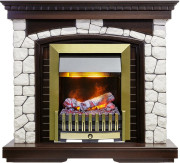 Каминокомплект Glasgow - Темный дуб / Белый с очагом Danville Antique Brass FB2