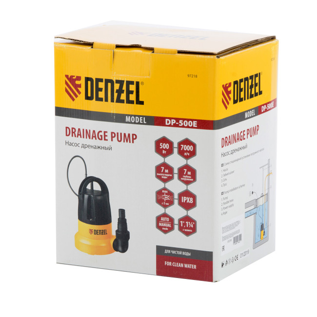 Дренажный насос DP500E, 500 Вт, подъем 7 м, 7000 л/ч Denzel в Красноярске