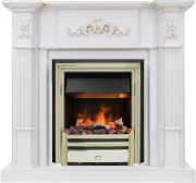 Каминокомплект Martin - Белый дуб, патина золото с очагом Cavendish