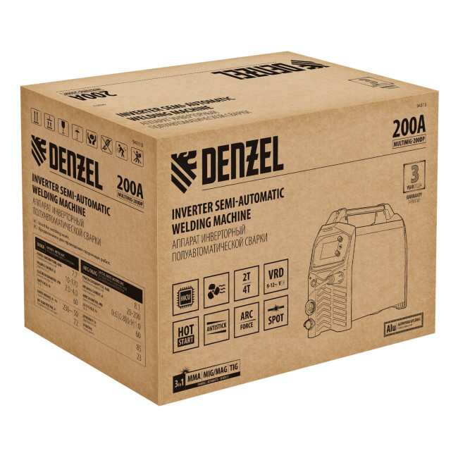 Аппарат инвертор. полуавтомат. сварки MultiMIG-200DP Synergy Double Pulse, 200 А, ПВ 80% Denzel в Красноярске Аппарат инвертор. полуавтомат. сварки MultiMIG-200DP Synergy Double Pulse, 200 А, ПВ 80% Denzel в Красноярске