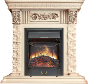 Каминокомплект Luxemburg (каменный) - Сланец/Cлоновая кость с патиной с очагом Majestic FX Black Каминокомплект Luxemburg (каменный) - Сланец/Cлоновая кость с патиной с очагом Majestic FX Black