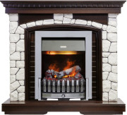 Каминокомплект Glasgow - Темный дуб / Белый с очагом Danville Chrome FB2