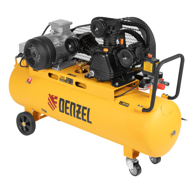 Компрессор воздушный BCW3000-T/100, ременный привод, 3.0 кВт, 100 литров, 520 л/мин Denzel в Красноярске