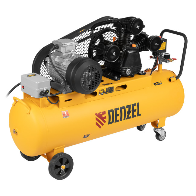 Компрессор воздушный BCW3000-T/100, ременный привод, 3.0 кВт, 100 литров, 520 л/мин Denzel в Красноярске