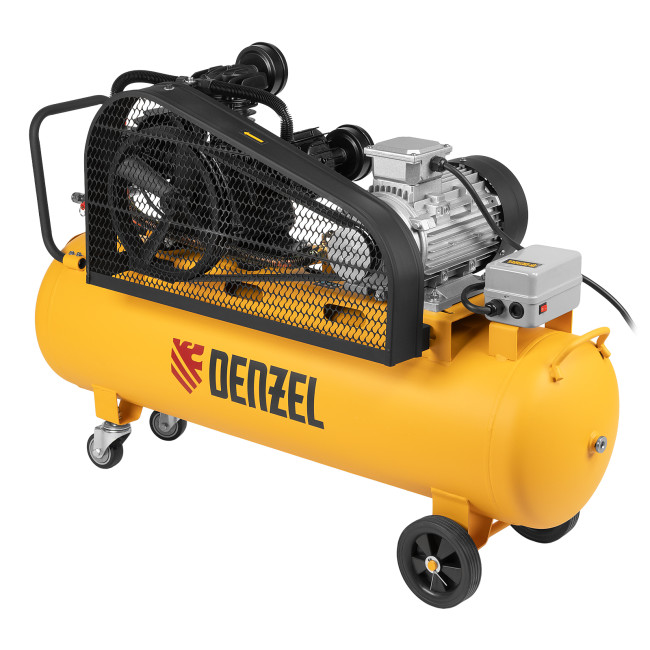 Компрессор воздушный BCW3000-T/100, ременный привод, 3.0 кВт, 100 литров, 520 л/мин Denzel в Красноярске