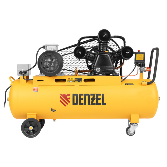 Компрессор воздушный BCW3000-T/100, ременный привод, 3.0 кВт, 100 литров, 520 л/мин Denzel в Красноярске