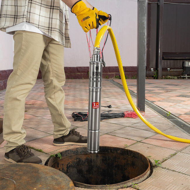 Скважинный насос DWS-3-75, винтовой, диаметр 3", 500 Вт, 1600 л/ч, напор 75 м Denzel в Красноярске