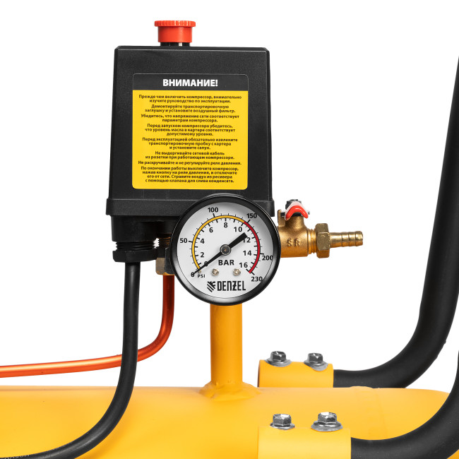 Компрессор воздушный BCI3000-T/200, ременный привод , 3.0 кВт, 200 литров, 530 л/мин Denzel в Красноярске