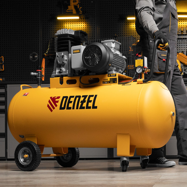 Компрессор воздушный BCI3000-T/200, ременный привод , 3.0 кВт, 200 литров, 530 л/мин Denzel в Красноярске