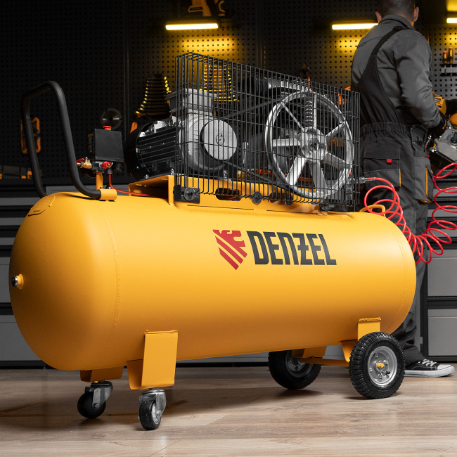 Компрессор воздушный BCI3000-T/200, ременный привод , 3.0 кВт, 200 литров, 530 л/мин Denzel в Красноярске
