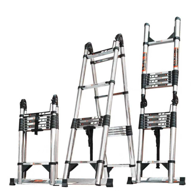 Лестница телескопическая трансформер нержавеющая сталь 2,5/5,0 м TM-5050CC в Красноярске