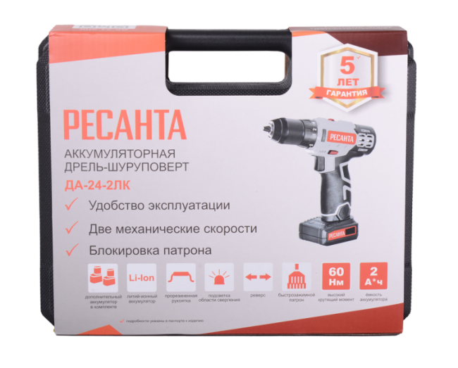 Дрель-шуруповерт аккумуляторная ДА-24-2ЛК Ресанта в Красноярске