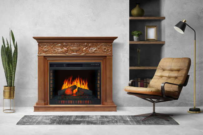 Каминокомплект Palace - Орех с очагом Vision 30 EF LED FX в Красноярске