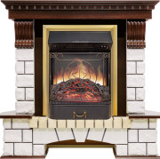 Каминокомплект Pierre Luxe угловой - Темный дуб / Белый с очагом Majestic FX M Brass Каминокомплект Pierre Luxe угловой - Темный дуб / Белый с очагом Majestic FX M Brass