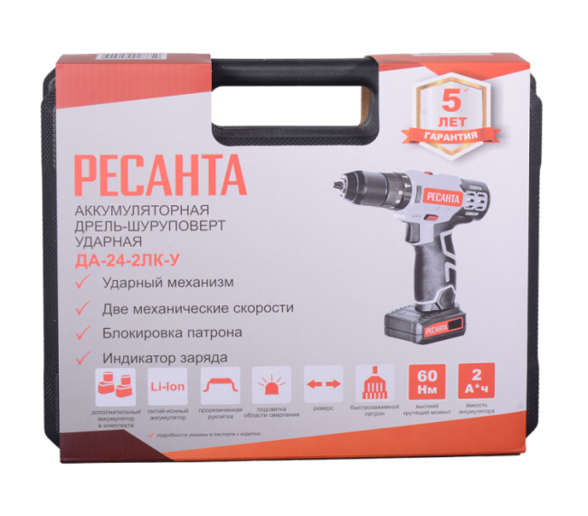 Дрель-шуруповерт аккумуляторная ДА-24-2ЛК-У Ресанта в Красноярске