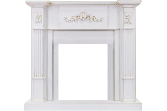 Каминокомплект Martin - Белый дуб, патина золото с очагом Flagstaff в Красноярске