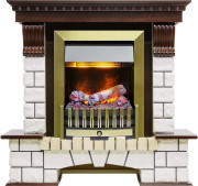 Каминокомплект Pierre Luxe угловой - Темный дуб / Белый (Высота 1020мм) с очагом Danville Antique Brass FB2 Каминокомплект Pierre Luxe угловой - Темный дуб / Белый (Высота 1020мм) с очагом Danville Antique Brass FB2