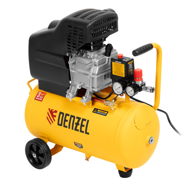 Компрессор воздушный DC1500/24, прямой привод, 1.5 кВт, 24 литра, 220 л/мин Denzel в Красноярске
