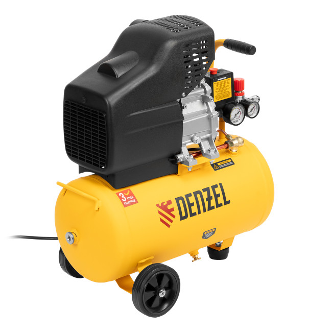Компрессор воздушный DC1500/24, прямой привод, 1.5 кВт, 24 литра, 220 л/мин Denzel в Красноярске