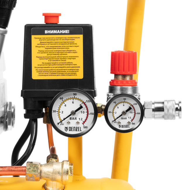 Компрессор воздушный DC1500/24, прямой привод, 1.5 кВт, 24 литра, 220 л/мин Denzel в Красноярске