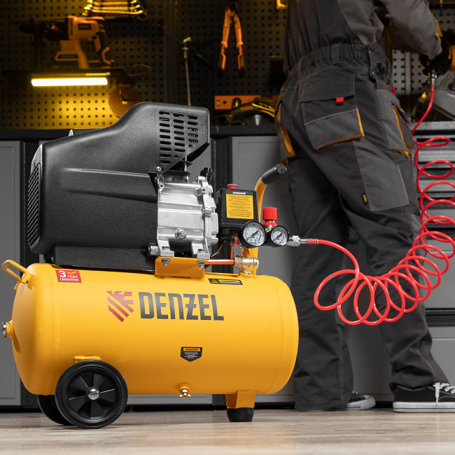 Компрессор воздушный DC1500/24, прямой привод, 1.5 кВт, 24 литра, 220 л/мин Denzel в Красноярске