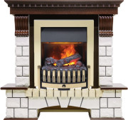 Каминокомплект Pierre Luxe угловой - Темный дуб / Белый (Высота 1020мм) с очагом Danville Brass FB2 Каминокомплект Pierre Luxe угловой - Темный дуб / Белый (Высота 1020мм) с очагом Danville Brass FB2