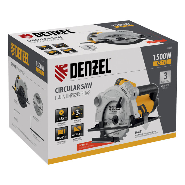 Пила циркулярная CS-185, 1500 Вт, 185 мм Denzel в Красноярске