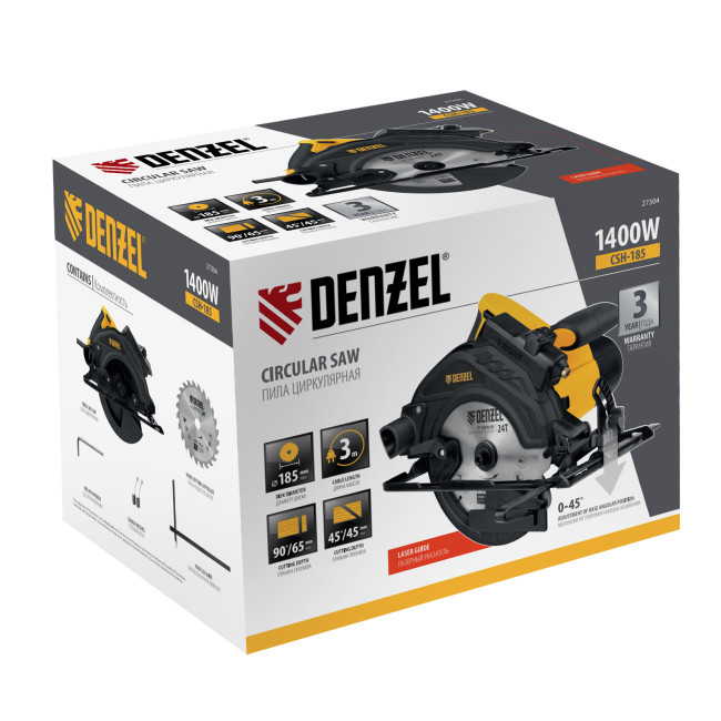 Пила циркулярная CSH-185, 1400 Вт, 185 мм Denzel в Красноярске