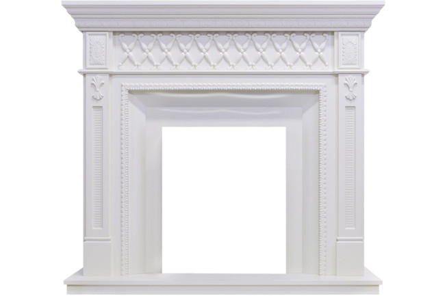 Каминокомплект Alexandria - Белый с очагом Fobos FX M Brass в Красноярске