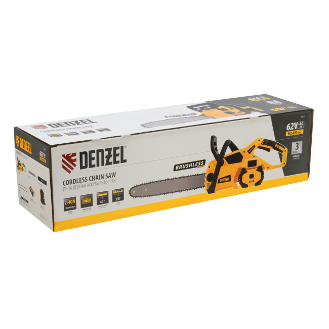Пила цепная  аккумуляторная  бесщет., RCS 400-62, 400 мм, Li-ion, 62В Denzel в Красноярске