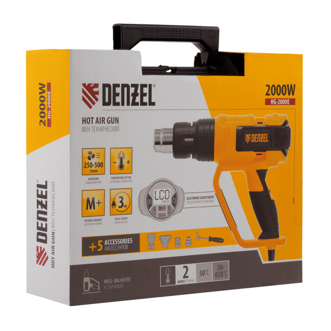 Фен технический HG-2000E, 2000 Вт, 2 режима, LCD дисплей Denzel в Красноярске Фен технический HG-2000E, 2000 Вт, 2 режима, LCD дисплей Denzel в Красноярске