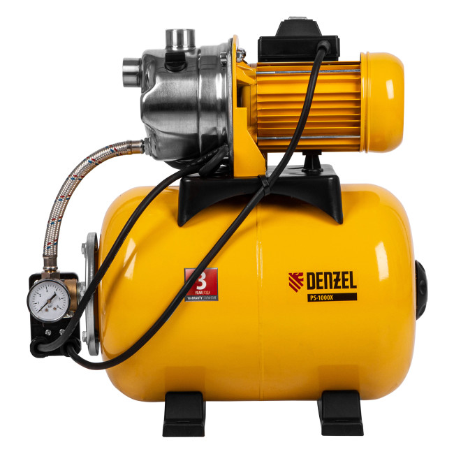 Насосная станция PS1000Х, 1000 Вт, 3500 л/ч, ресивер 24 л, подъем 44 м, нержавейка Denzel в Красноярске