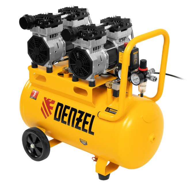 Компрессор безмасляный, малошумный DLS 1500/50, 1500 ВТ, 2x750, 50 л, 260 л/мин Denzel в Красноярске